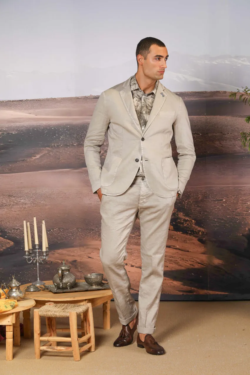 New York men's chino pants in linen and cotton twill regular fit sold by Mason's product image thumbnail 5