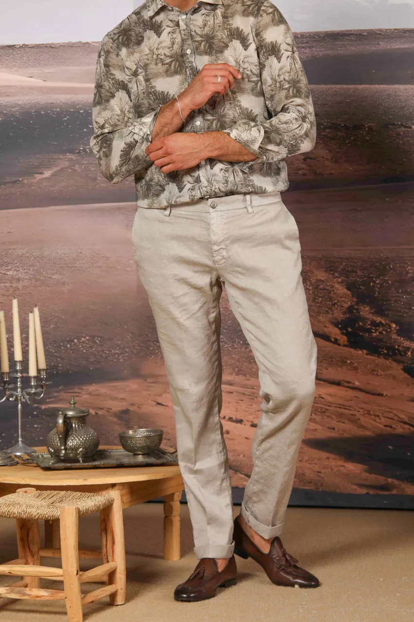 New York men's chino pants in linen and cotton twill regular fit sold by Mason's