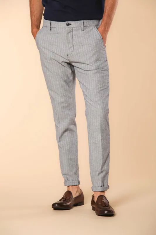 Osaka men's chino pants in pinstriped resca carrot fit sold by Mason's