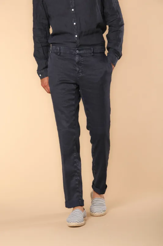 New York men's chino pants in linen and cotton twill regular fit sold by Mason's