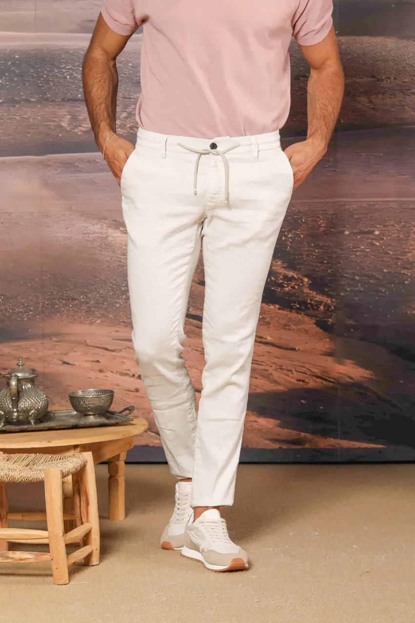 Milano Jogger men's pants in linen and cotton twill extra slim fit sold by Mason's