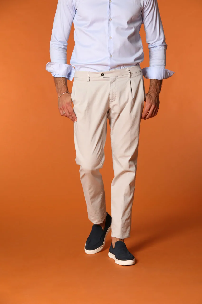 New York Time 1 Pinces men's chino pants in stretch supima cotton canvas regular fit sold by Mason's