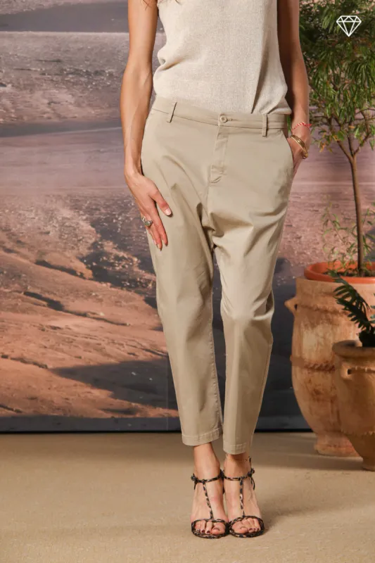 Malibu Jogger women's chino pants in gabardine carrot fit ① sold by Mason's