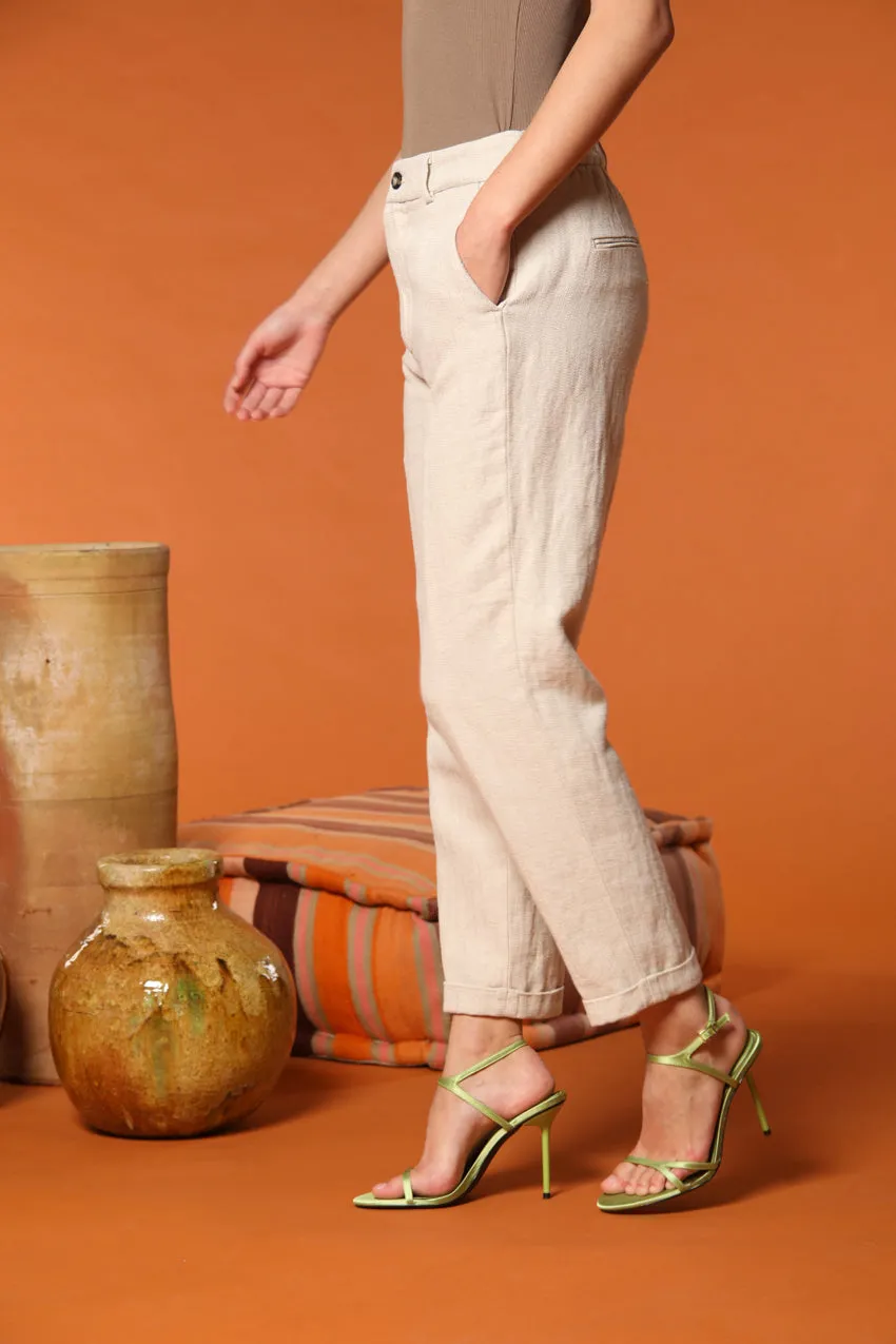 New York Cozy women's chino pants in herringbone linen and cotton blend relaxed fit sold by Mason's product image thumbnail 4