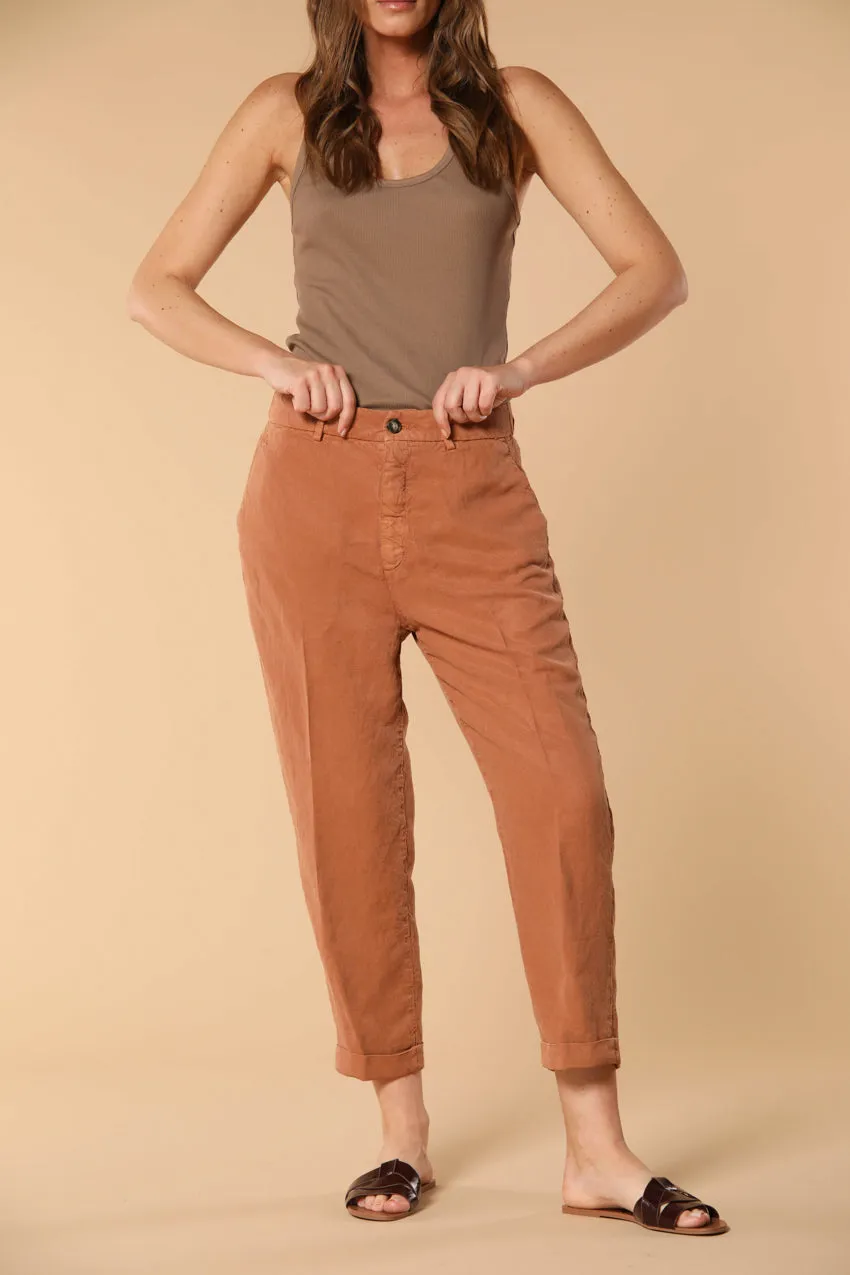 Linda Summer women's chino jogger pants in woven mat fabric relaxed fit sold by Mason's