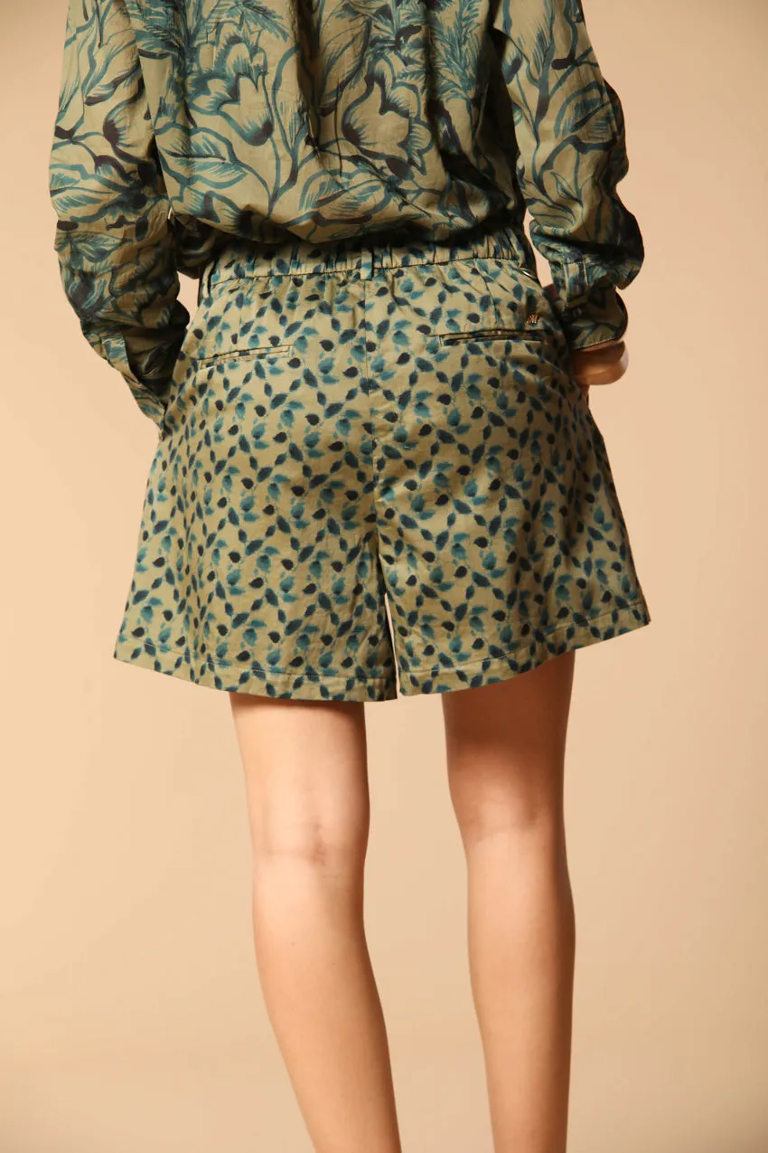 New York Cozy women's chino bermuda shorts in stretch cotton satin with leaf print relaxed fit sold by Mason's product image thumbnail 5