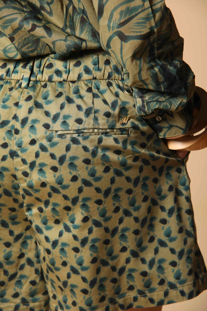 New York Cozy women's chino bermuda shorts in stretch cotton satin with leaf print relaxed fit sold by Mason's product image thumbnail 2