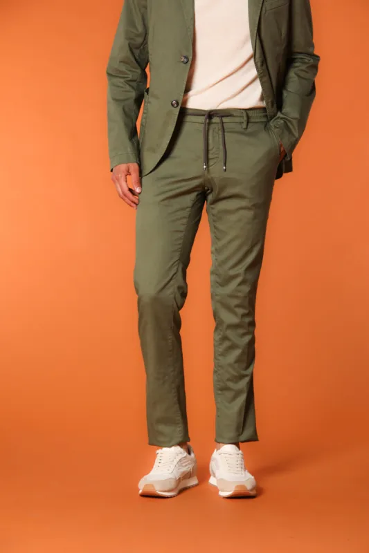 Milano Jogger men's chino jogger in cotton and tencel extra slim fit sold by Mason's