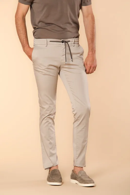 Milano Jogger Travel men's jogger chino pants in technical travel stretch satin extra slim fit sold by Mason's