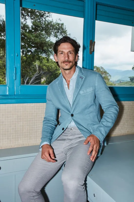 Da Vinci Summer Men's blazer in linen and cotton twill  sold by Mason's
