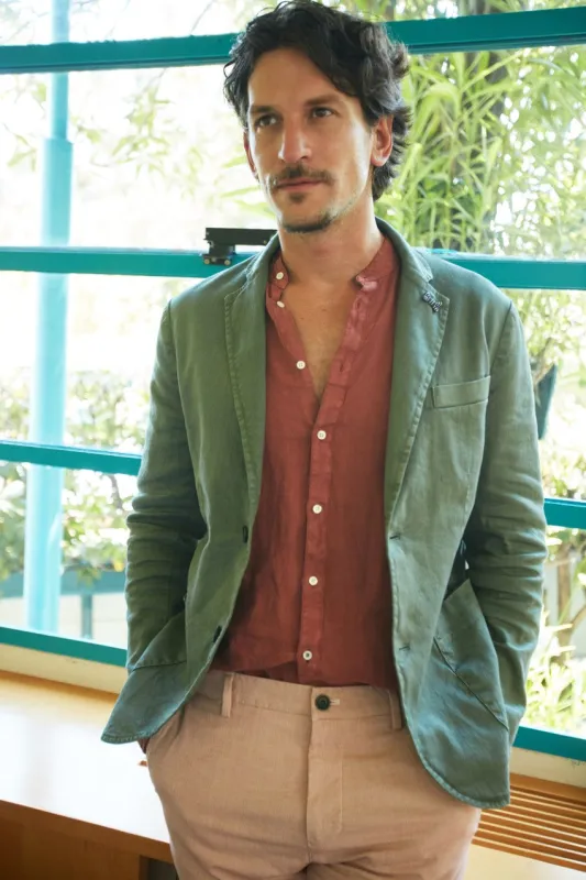 Da Vinci Summer men's blazer in linen and cotton twill sold by Mason's
