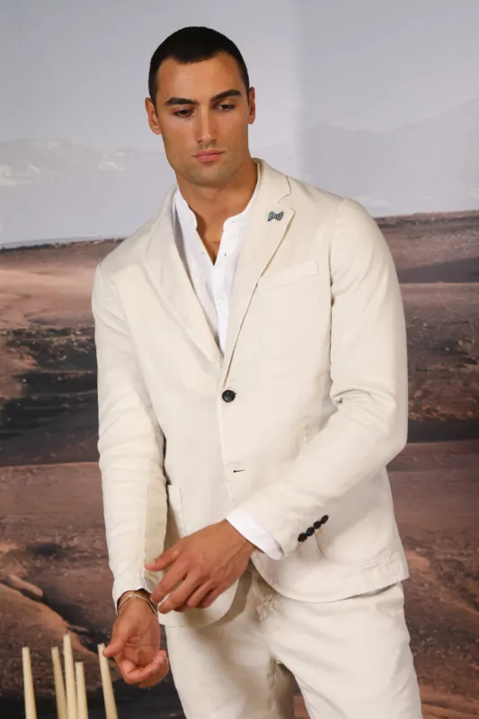 Da Vinci Summer Men's blazer in linen and cotton twill  sold by Mason's
