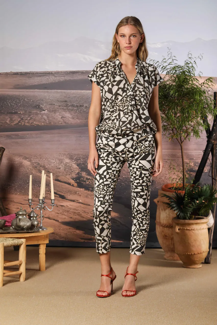 Adele MM women's short-sleeve shirt in tencel with geometric print sold by Mason's product image thumbnail 3