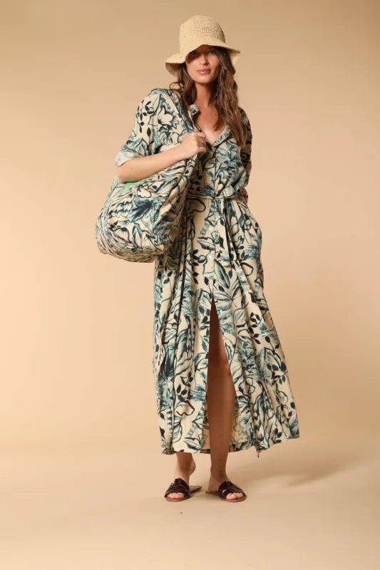 Colette Women's dress in Linen-Viscose Blend Fabric with Floral Print  sold by Mason's