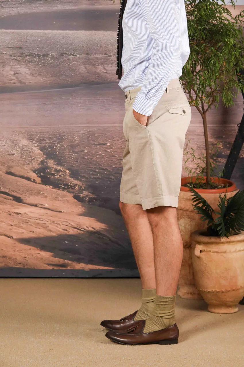 Chinos 22 men's chino bermuda shorts in a herringbone cotton and hemp blend relaxed fit sold by Mason's product image thumbnail 5