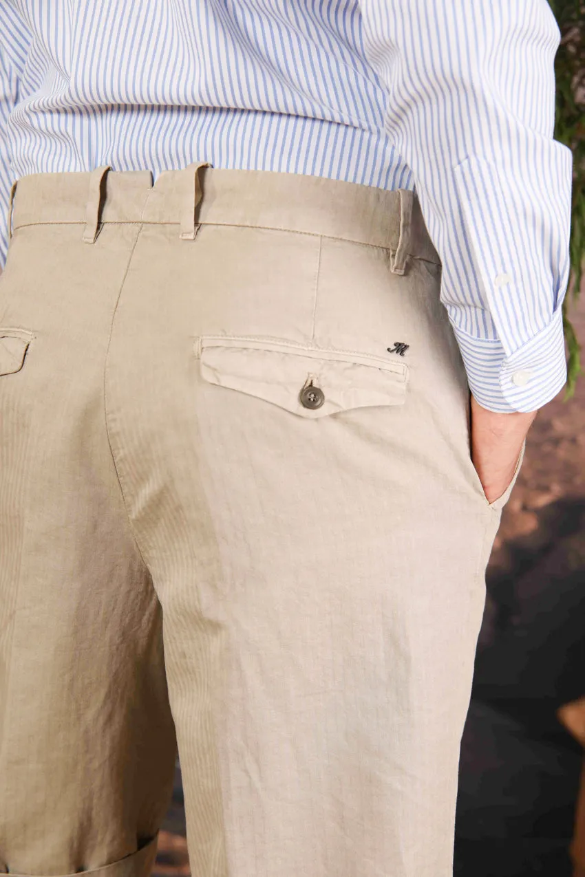 Chinos 22 men's chino bermuda shorts in a herringbone cotton and hemp blend relaxed fit sold by Mason's product image thumbnail 3