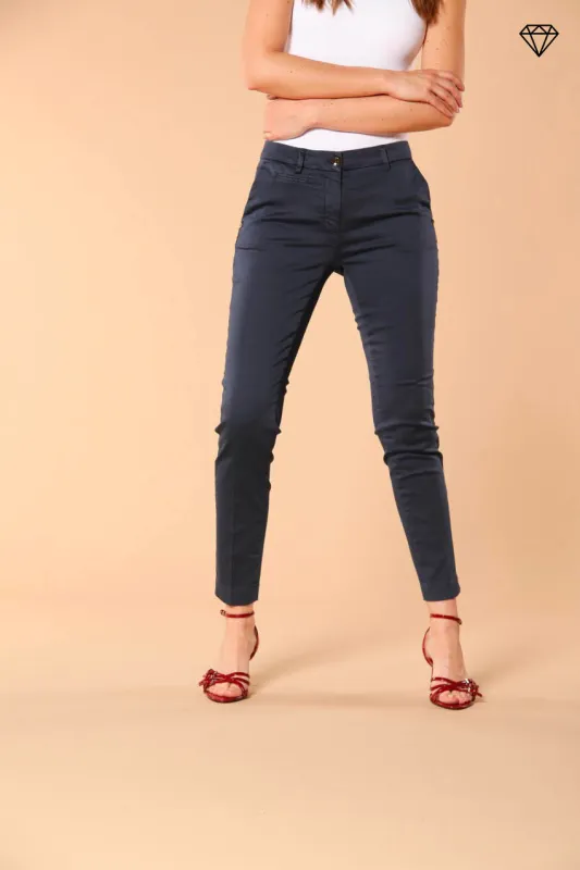 New York Slim women's chino trousers in stretch satin slim fit ① sold by Mason's