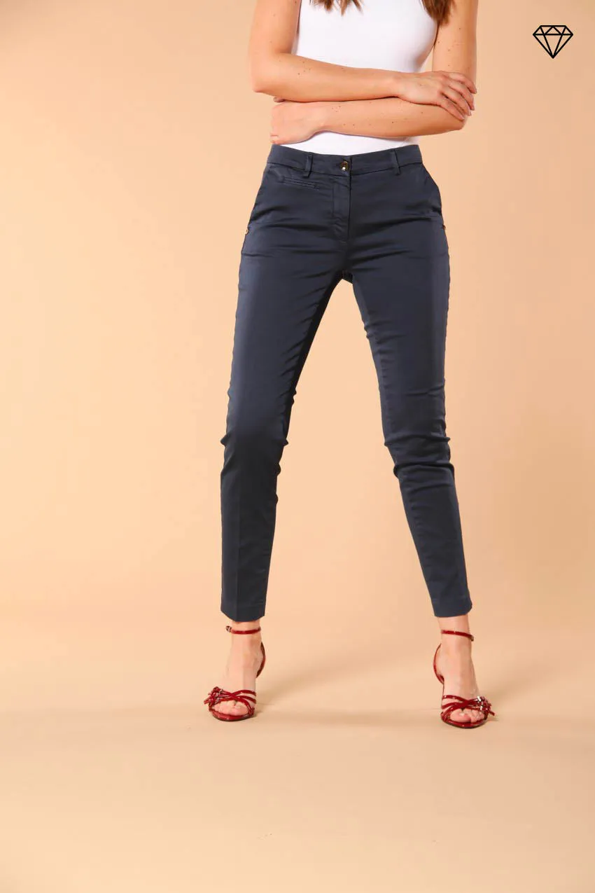 New York Slim women's chino trousers in stretch satin slim fit ① sold by Mason's