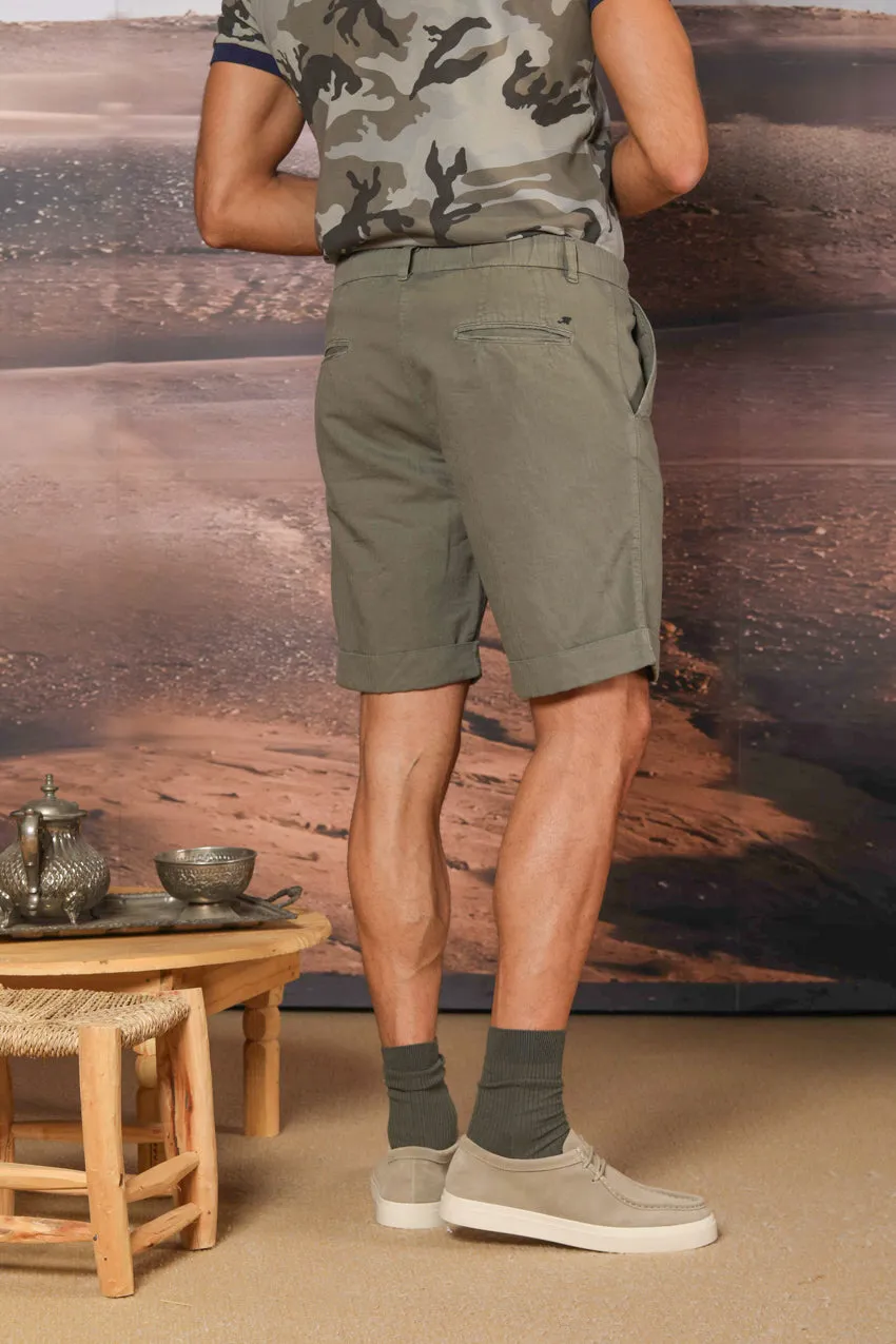 Khinos M74 men's chino bermuda shorts in a cotton and hemp blend with herringbone pattern relaxed fit sold by Mason's product image thumbnail 5