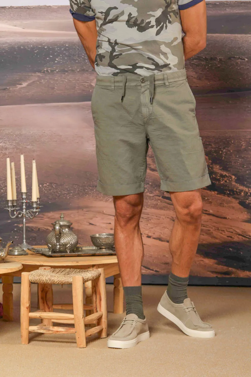 Khinos M74 men's chino bermuda shorts in a cotton and hemp blend with herringbone pattern relaxed fit sold by Mason's product image thumbnail 3