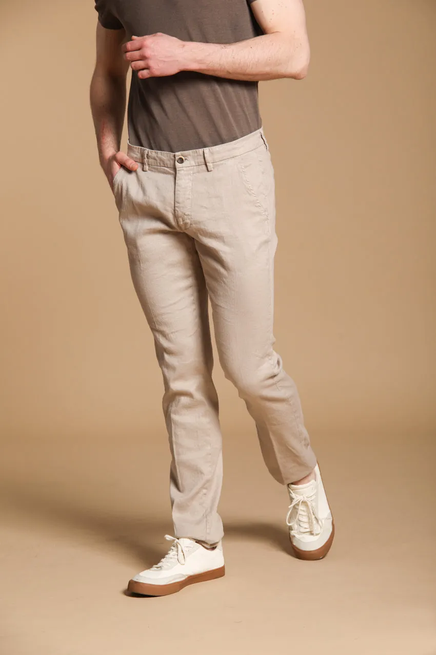 Torino men's chino pants in cotton and linen twill slim fit sold by Mason's