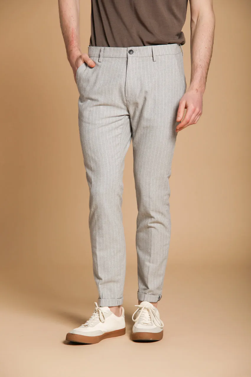 Osaka men's chino pants in pinstriped resca carrot fit sold by Mason's