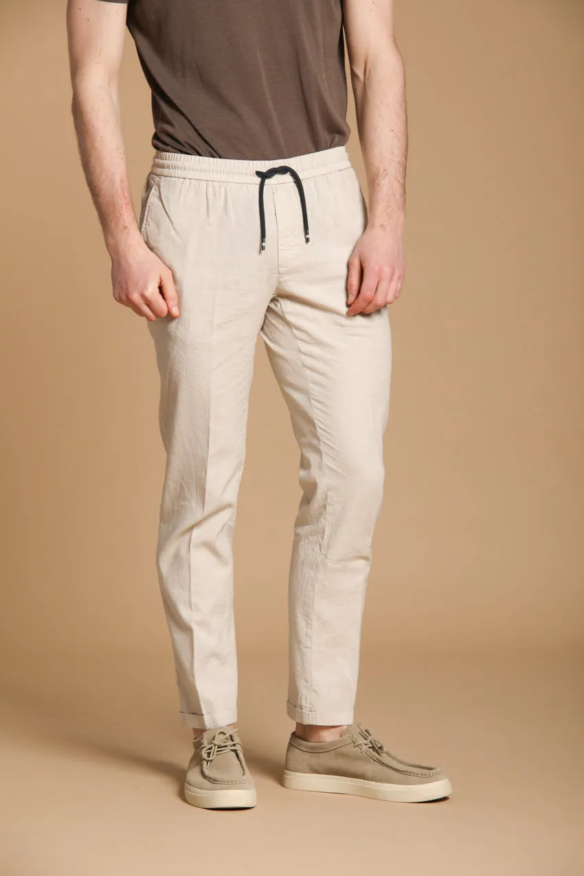 New York Sack men's chino pants in lightweight linen and cotton fabric regular fit sold by Mason's