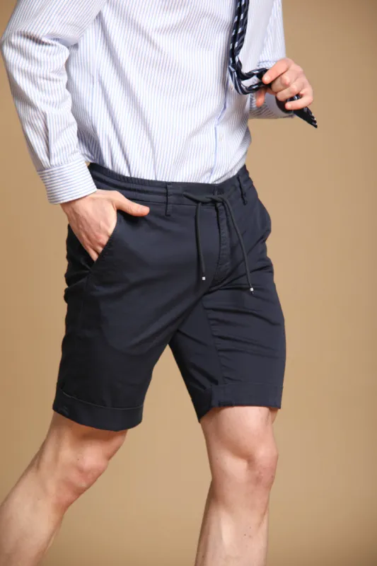 Milano Jogger Travel men's chino jogger bermuda in technical travel satin stretch Slim fit sold by Mason's