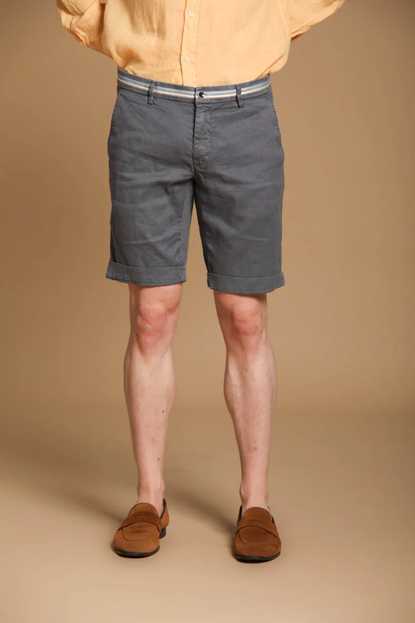 Torino Oxford men's chino bermuda shorts in linen-cotton twill, slim fit sold by Mason's