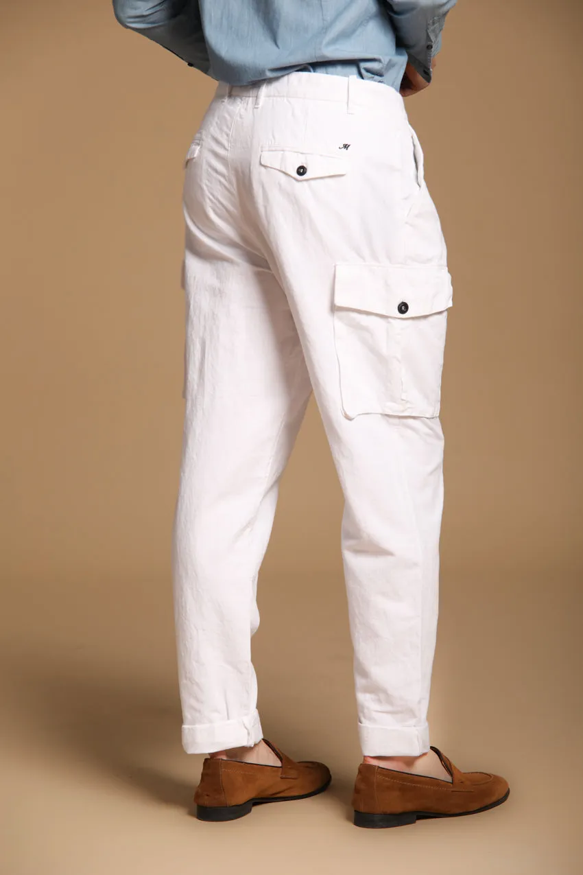 Cargo 22 men's cargo pants in broken cotton-hemp fabric with a relaxed fit sold by Mason's product image thumbnail 5