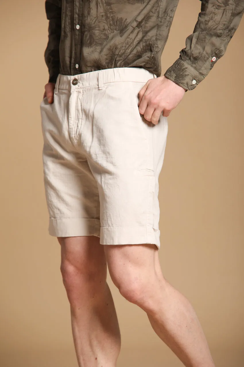 Khinos M74 men's chino bermuda shorts in cotton and hemp blend with herringbone pattern relaxed fit sold by Mason's product image thumbnail 3