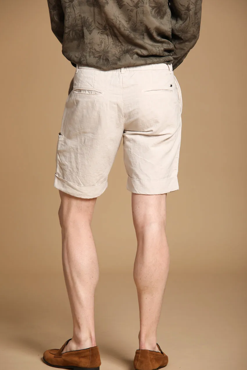 Khinos M74 men's chino bermuda shorts in cotton and hemp blend with herringbone pattern relaxed fit sold by Mason's product image thumbnail 4