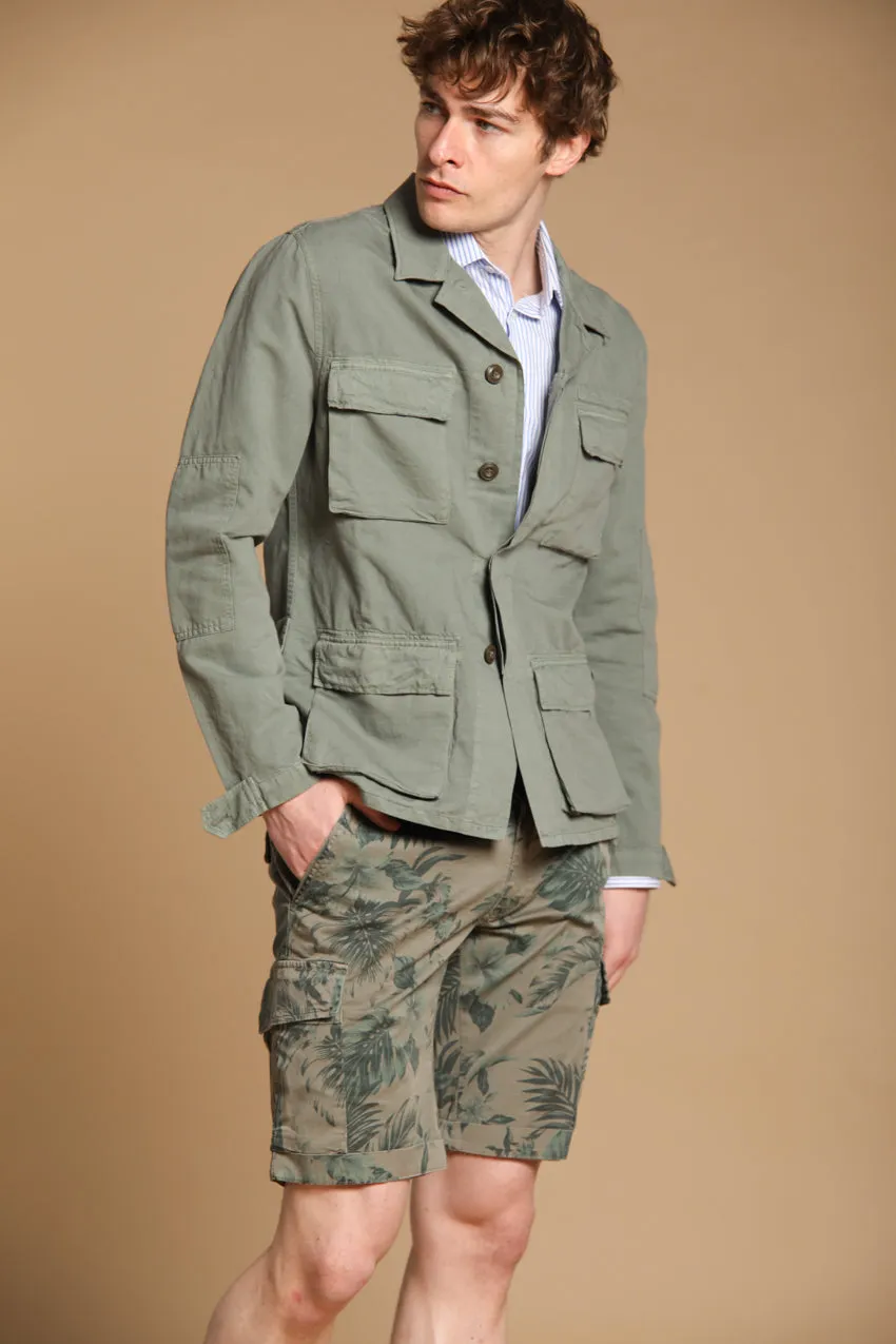 Chile men's cargo bermuda shorts in cotton with Hawaii Tiffany color pattern slim fit sold by Mason's product image thumbnail 3