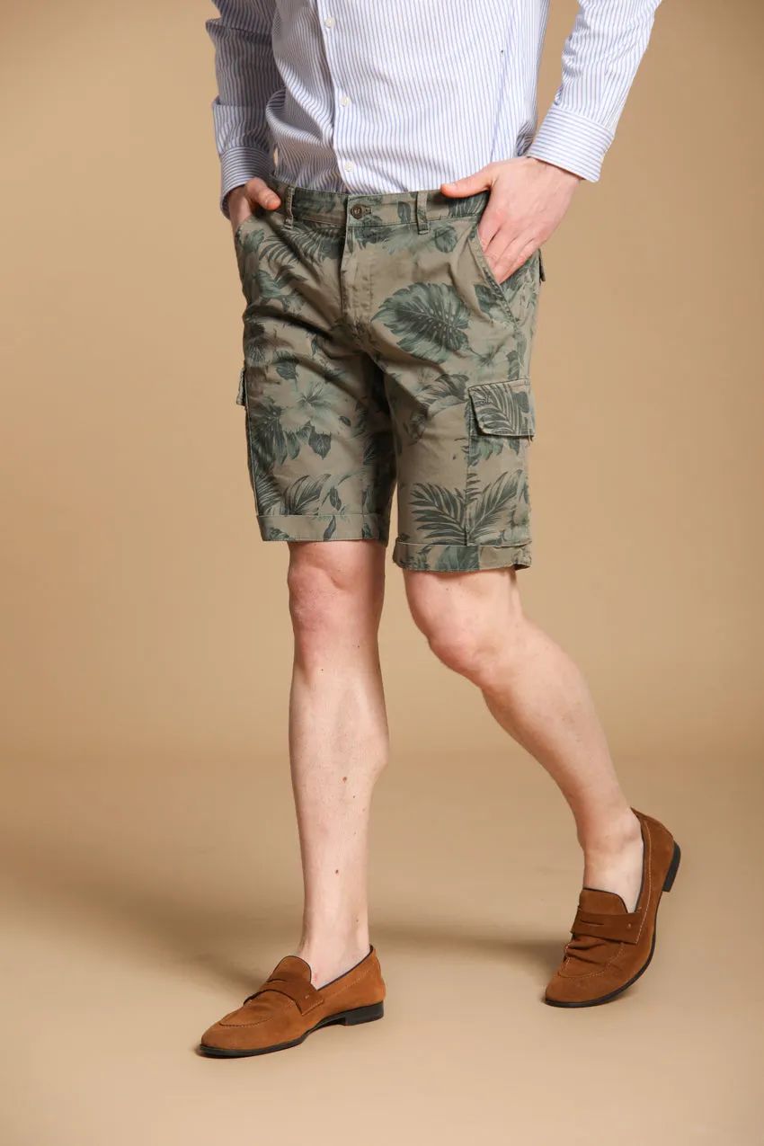 Chile men's cargo bermuda shorts in cotton with Hawaii Tiffany color pattern slim fit sold by Mason's product image thumbnail 4