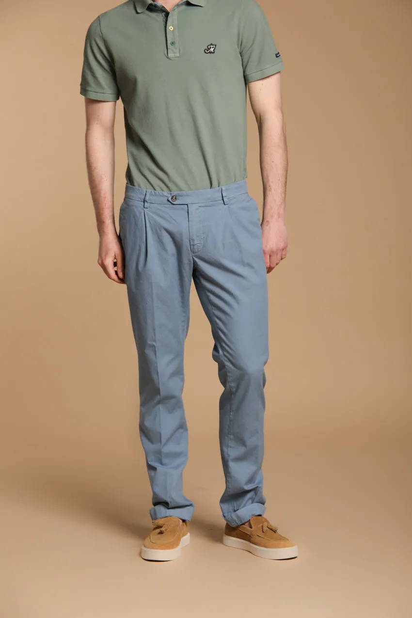 New York Time 1 Pinces men's chino pants in stretch Supima cotton canvas regular fit sold by Mason's