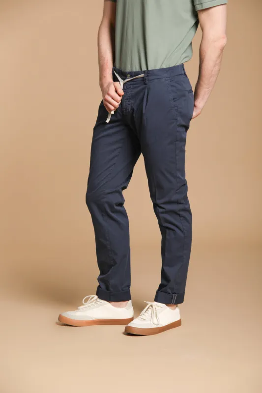 New York 1 Pinces City String men's pants in lightweight pima cotton twill regular fit sold by Mason's