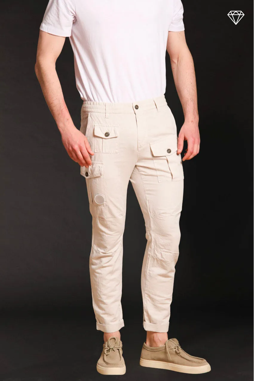 George Elax Men's cargo pants in cotton and hemp broken fabric logo edition Carrot Fit ① sold by Mason's