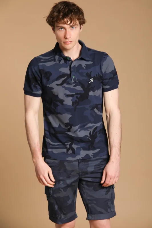 Print Men's Polo in Piqué with camouflage pattern sold by Mason's