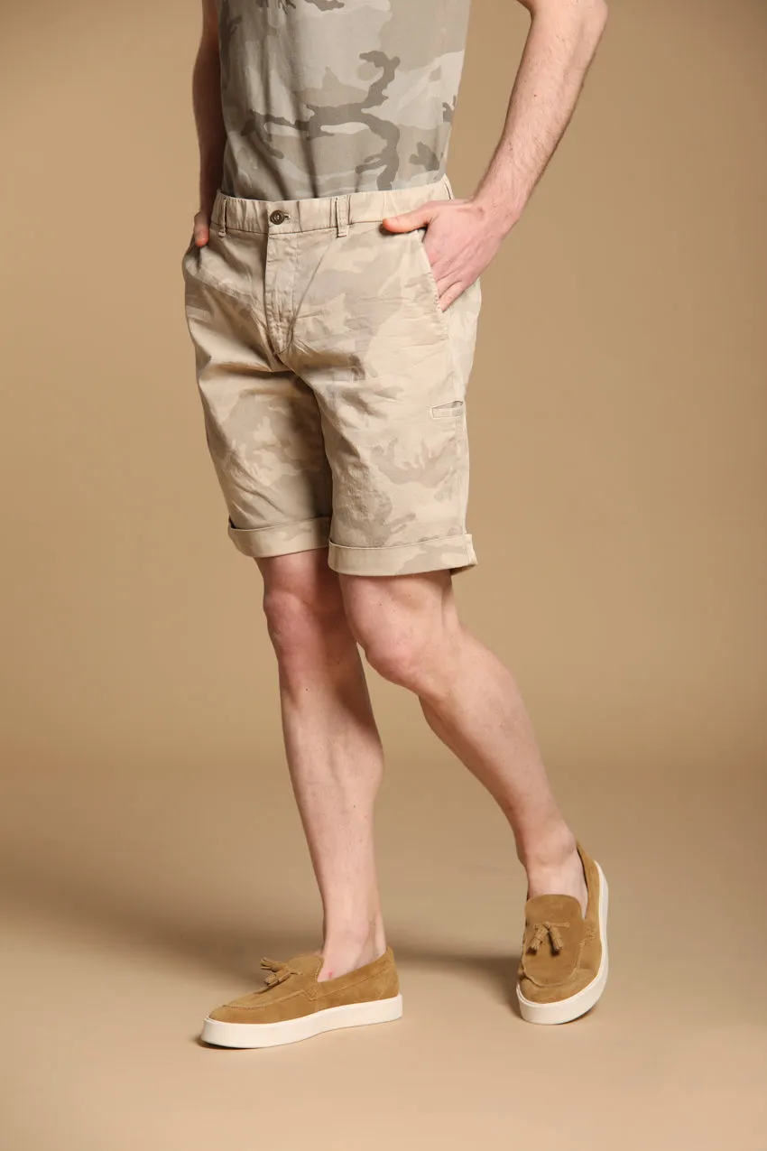 Khinos M74 men's chino bermuda shorts in cotton with white camouflage print relaxed fit sold by Mason's product image thumbnail 3