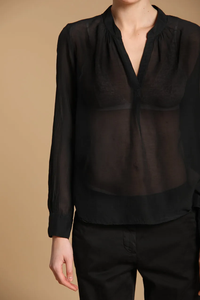 Adele women's long-sleeve shirt in muslin cotton-silk blend sold by Mason's product image thumbnail 3