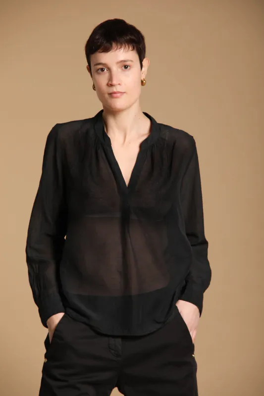 Adele women's long-sleeve shirt in muslin cotton-silk blend sold by Mason's
