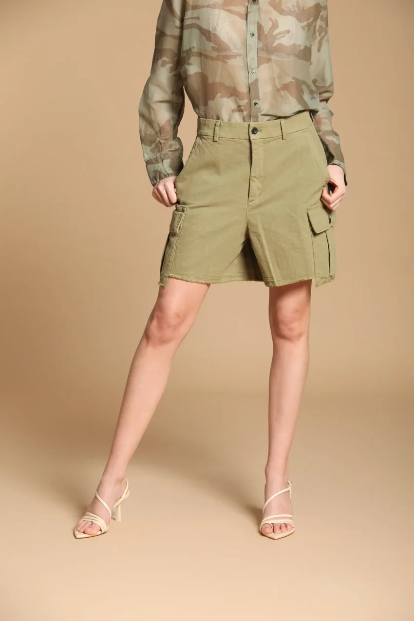 Judy women's cargo bermuda shorts in flame cotton panama fabric relaxed fit sold by Mason's