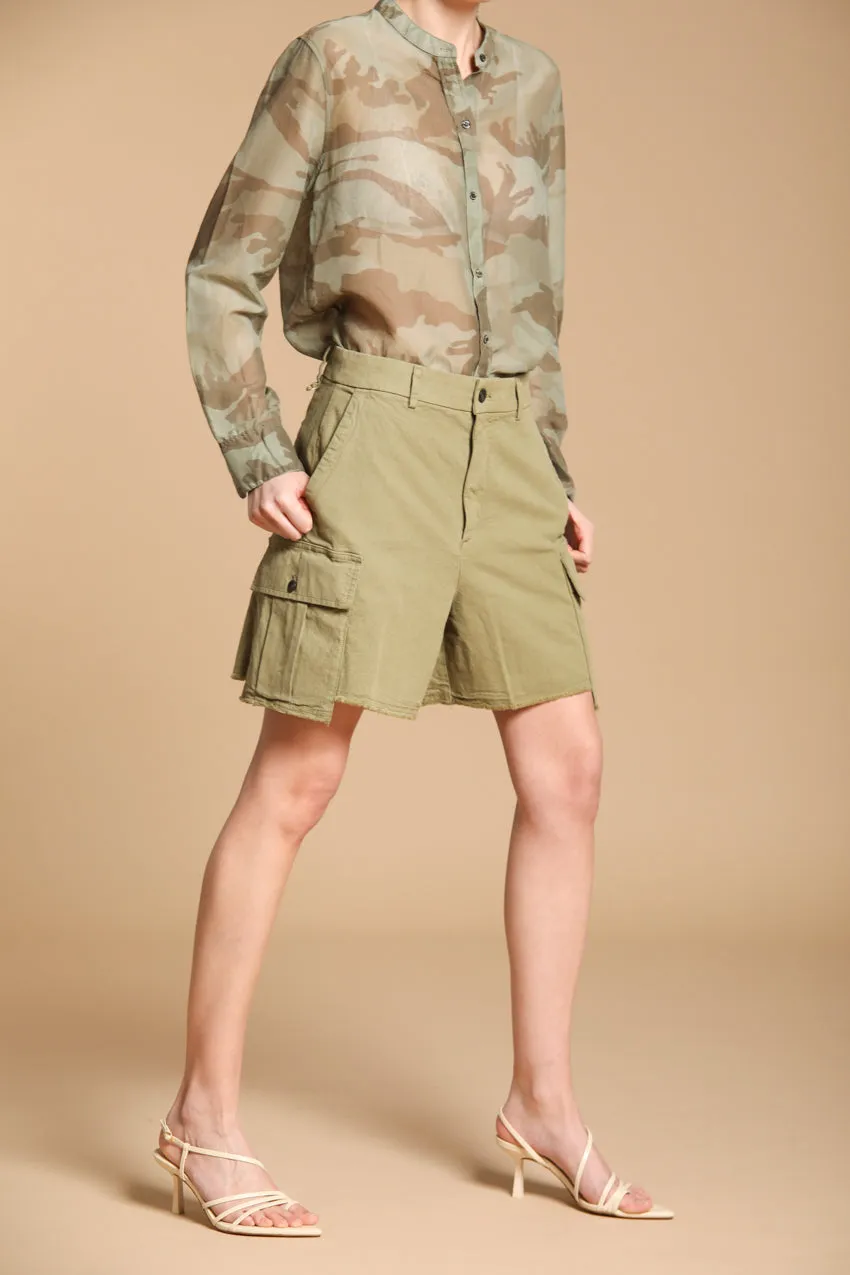 Judy women's cargo bermuda shorts in flame cotton panama fabric relaxed fit sold by Mason's product image thumbnail 3