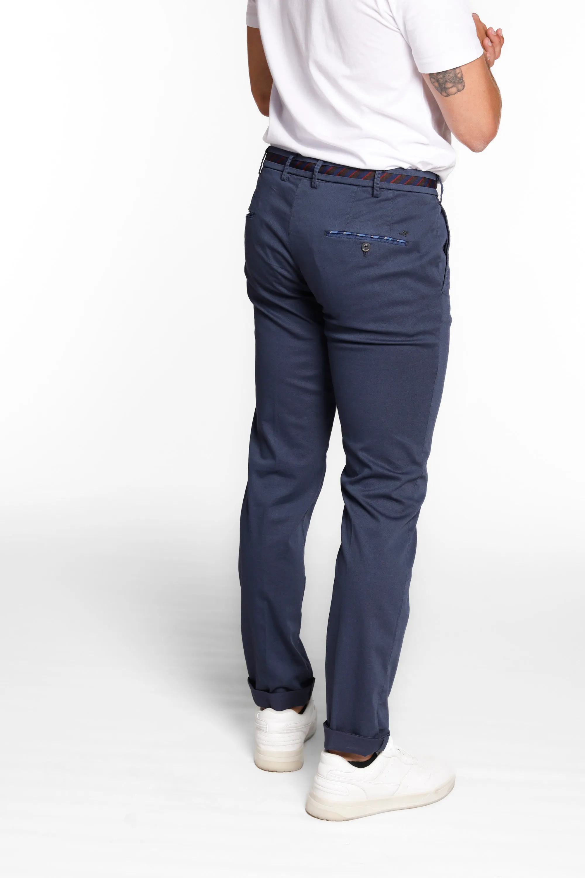 Torino Regimental man chino pants in cotton and tencel with ribbon slim sold by Mason's product image thumbnail 3
