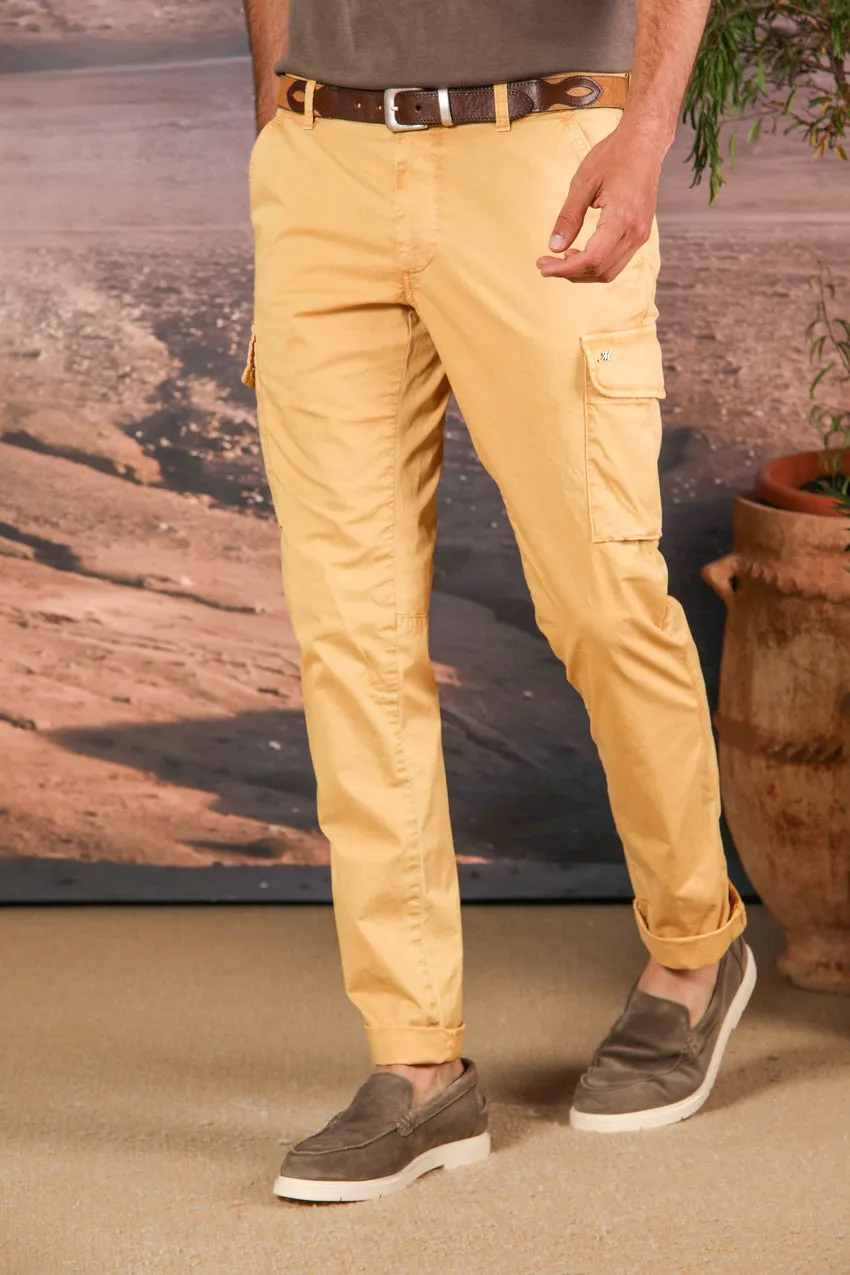 Chile Men's cargo pants in lightweight pima cotton twill special washing Extra-Slim Fit sold by Mason's