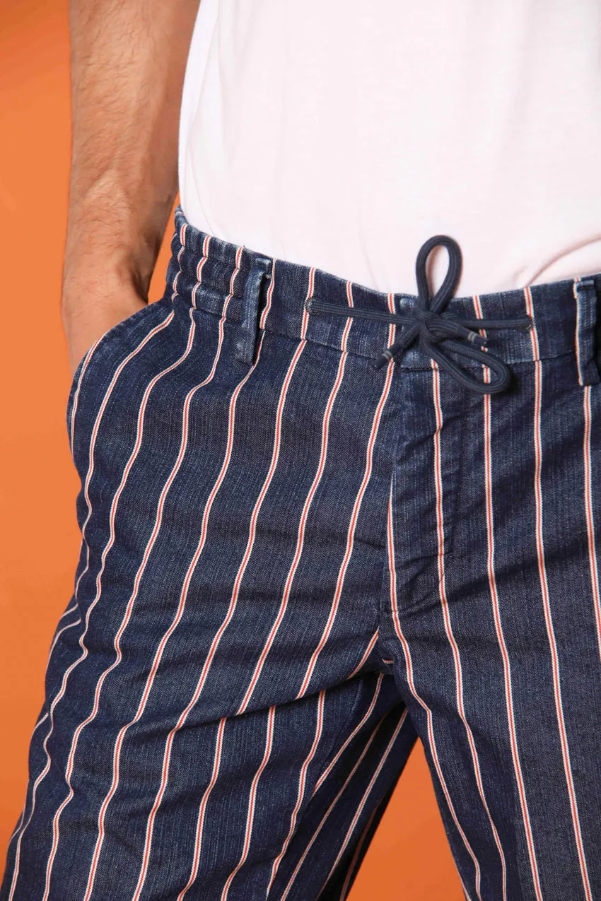 Milano Jogger men's chino bermuda shorts in red-striped denim with a slim fit sold by Mason's product image thumbnail 4