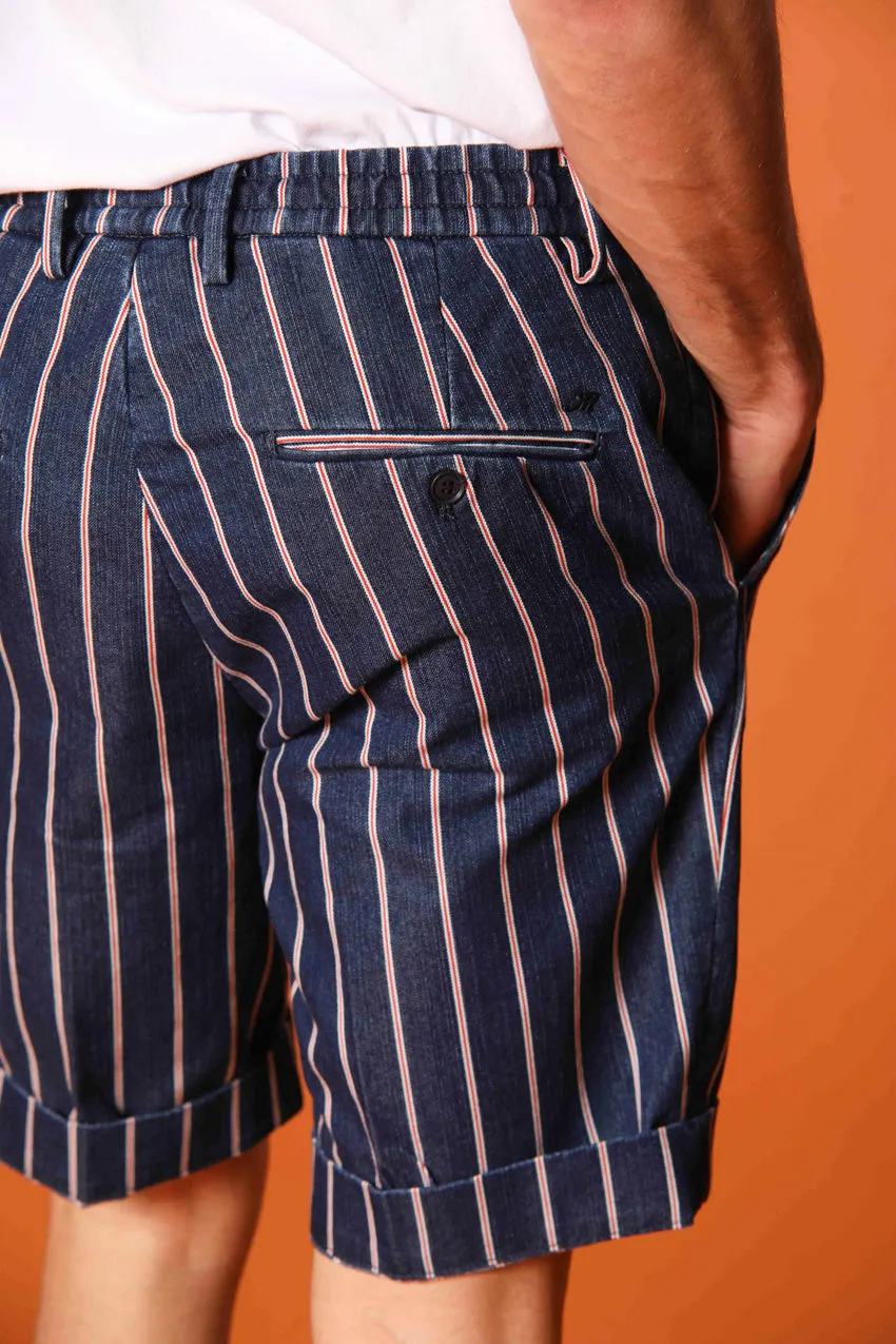 Milano Jogger men's chino bermuda shorts in red-striped denim with a slim fit sold by Mason's product image thumbnail 5