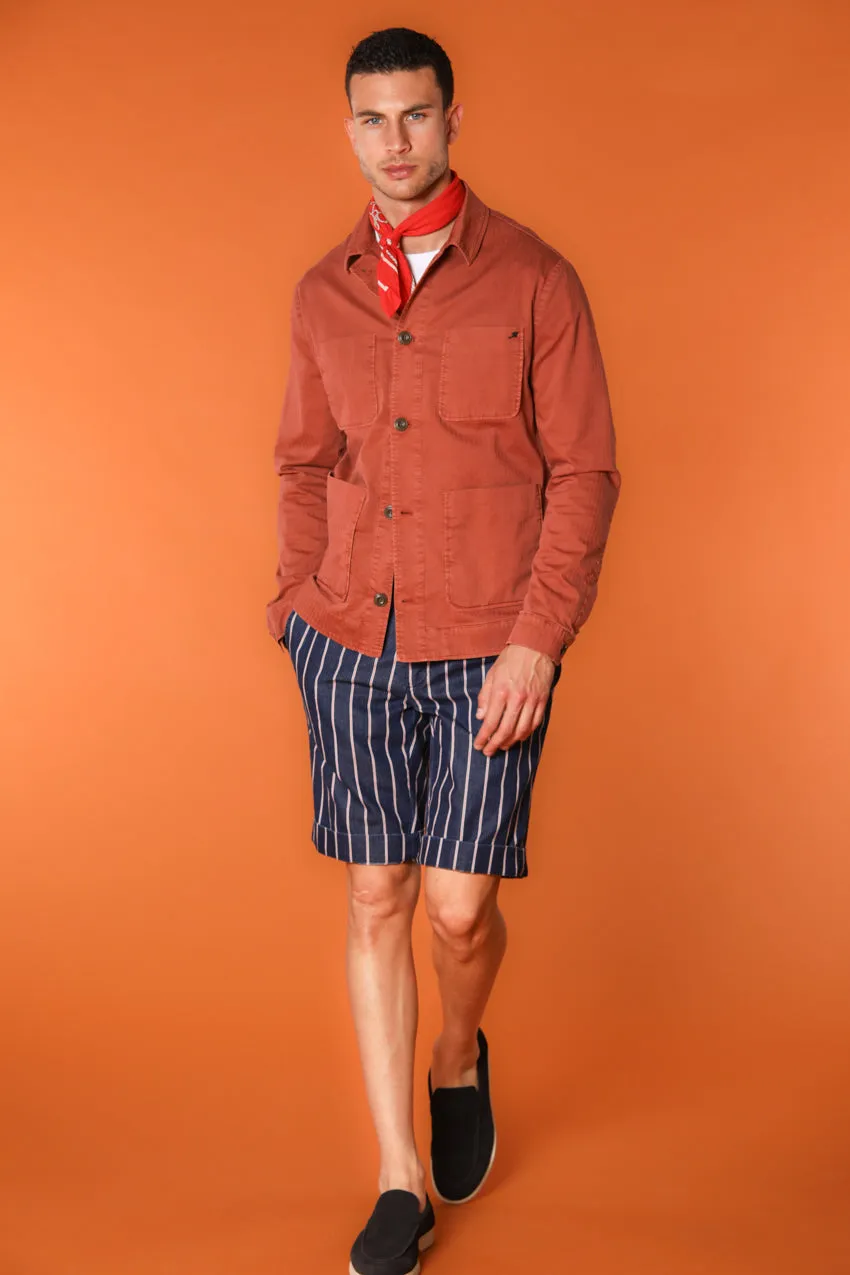 Milano Jogger men's chino bermuda shorts in red-striped denim with a slim fit sold by Mason's product image thumbnail 2