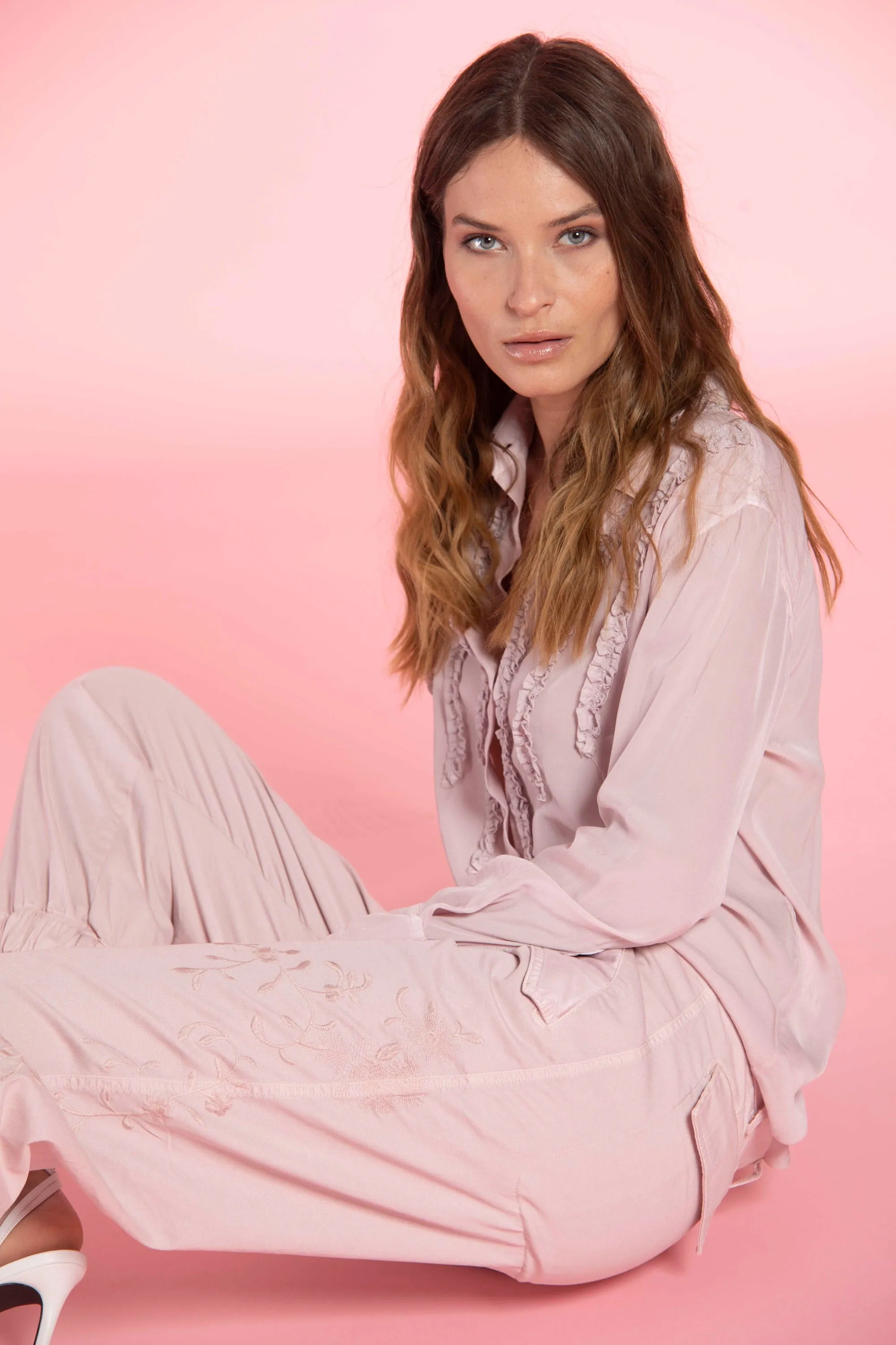 Evita woman cargo pants in tencel and cotton with embroidery curvy sold by Mason's product image thumbnail 2