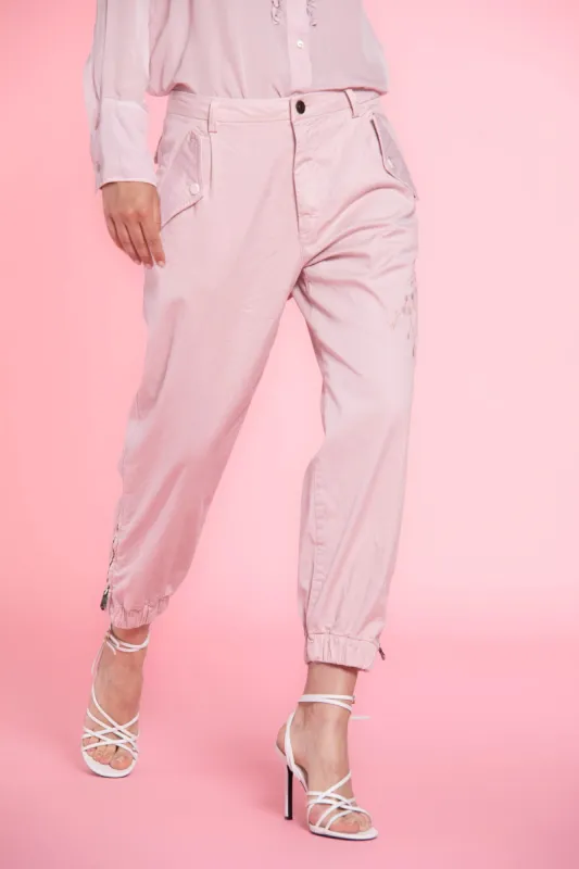 Evita woman cargo pants in tencel and cotton with embroidery curvy sold by Mason's